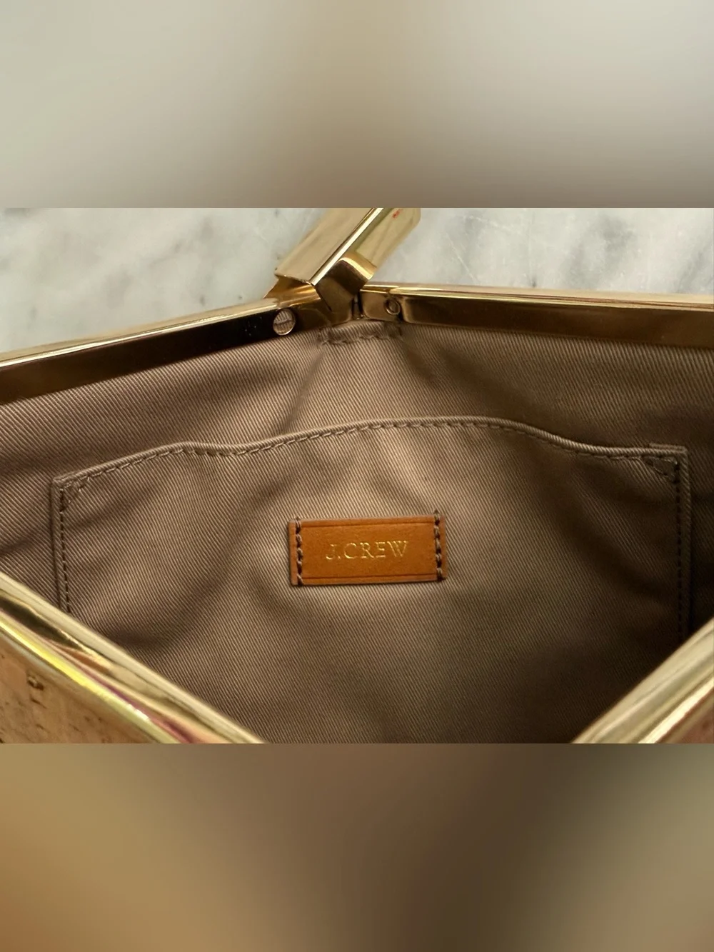 J. Crew Cork Clutch Handbag Purse with Gold Accents NWT!